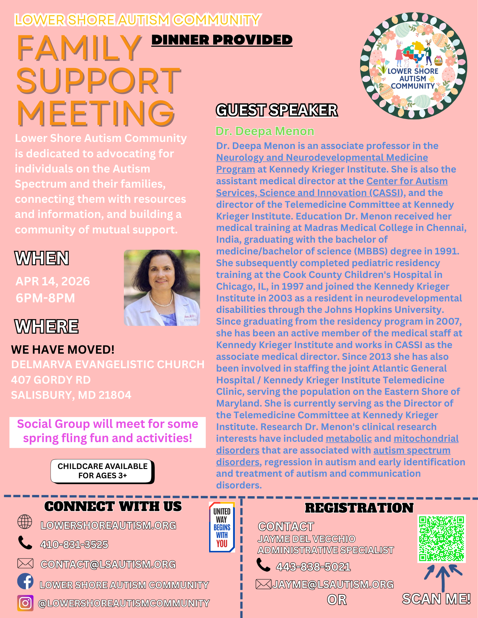 APRIL FAMILY SUPPORT MEETING – Welcome to the Lower Shore Autism Community